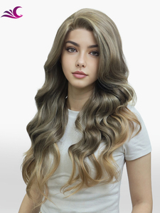 <span class=keywords><strong>Parrucca</strong></span> Ombre Lusso Marrone Cenere a Biondo Caramello con Onde Sciolte e Radice Naturale per <span class=keywords><strong>Donna</strong></span>, Parrucche Sintetiche in Pizzo alla Moda - Product Image 3