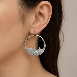 Orecchini pendenti creativi a forma di orso verde con cerchio, gioielli vintage di tendenza per donna - Product Image 2