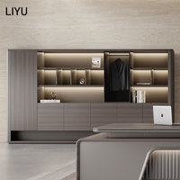 Ensemble de Mobilier de Bureau de Direction Liyu Luxe Moderne en Forme de L : Table et Chaise, Bureau Exécutif