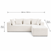 Canapé convertible en L avec revêtement en chenille, coussins rembourrés en éponge, 3 places, canapé compressé, idéal pour villa moderne et appartement