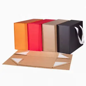 Rigid Luxury Recyclable Cosmetics Shoes Clothing Packaging Folding Box Cardboard Paper Shipping Magnetic Gift Box With Handle