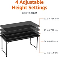 Table à manger extérieure pliante moderne rectangulaire noire de 4 pieds et ensemble de chaises meubles de patio en plastique portables