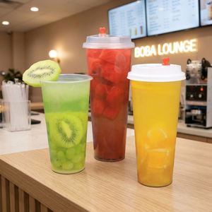 Vasos de Plástico Desechables Transparentes de PP de Pared Simple con Tapas, 90mm, Capacidad de 360ml-700ml, para Té de Burbujas Boba - Product Image 3