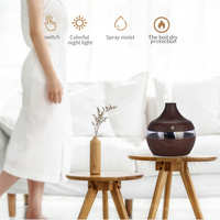 Vente chaude Mini USB Grain De Bois Coloré 7 LED Lumières 300ml Humidificateur d'air Humificador