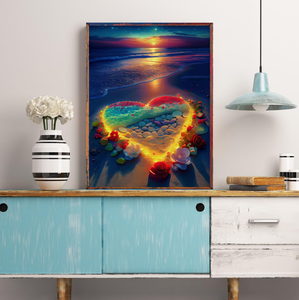 Kits de <span class=keywords><strong>peinture</strong></span> au diamant SONGWOOART, <span class=keywords><strong>paysage</strong></span> de plage avec des cœurs, décoration d'intérieur, cadeaux d'art - Product Image 3