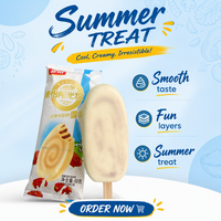 Popsicle au lait de datte rouge sucré, riche et crémeux avec vraie spirale de jujube pour la vente en gros aux pâtisseries