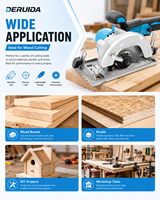 Scie circulaire sans fil DERUIDA, sans balais, robuste, portable, pour la découpe du bois et la construction, vente en gros directe d'usine OEM