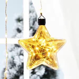 Battery Operated Glass Snowflake Hanging <b>Lights</b> <b>LED</b> Display Screen Warm White Outdoor Xmas <b>Tree</b> Holiday Decor Ornaments - Product Image 2