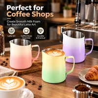 Pichet à café Kingze écologique et portable pour latte art, 450 ml, en acier inoxydable dégradé, avec échelle graduée