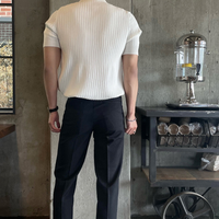 Chemise décontractée pour homme à manches courtes, ample, décontractée, en tricot uni, confortable, respirante, 180g, coupe ajustée
