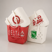 Sac fourre-tout tendance en EVA couleur unie avec logo personnalisé, cadeau de recrutement pour sororité, idéal pour le campus universitaire, imperméable, durable, grande capacité