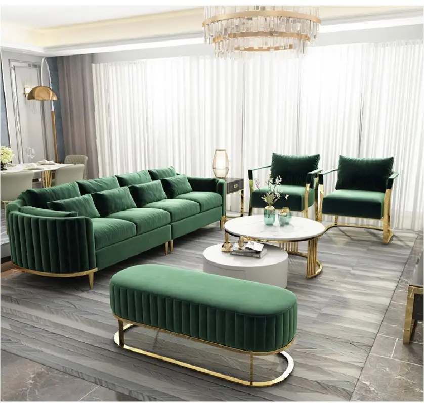 Gaya Italia Royal Dubai Sofa Mewah Set Sofa Rumah Vanity Melengkung 1 2 3 Set Sofa Furnitur Ruang Tamu