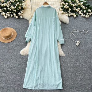 Primavera coreano <span class=keywords><strong>camicia</strong></span> sottile <span class=keywords><strong>abito</strong></span> <span class=keywords><strong>Midi</strong></span> per le donne impero frangia <span class=keywords><strong>abito</strong></span> di pizzo - Product Image 4