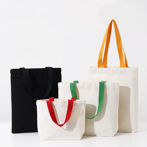 Promotional Custom Logo Different Size Cotton Canvas Shopping Bags Large Canvas Tote Bags for Students Daily Use