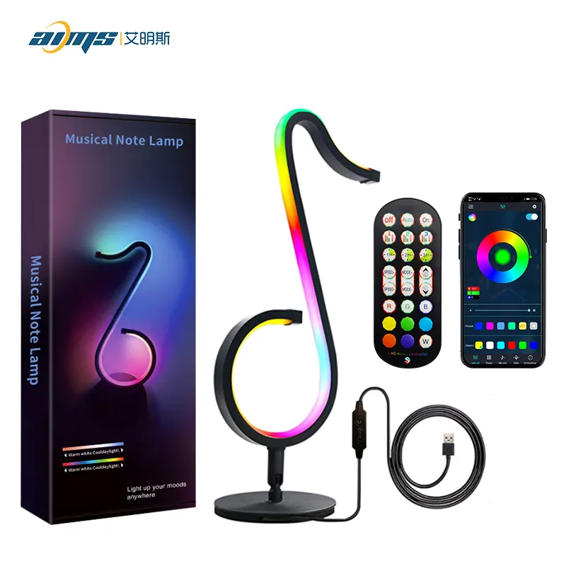 APP Remote Control Musical Note lamp Dream Color Changing RGB LED Desk Light Home Decoration Bedroom Bedside Wall Mood Light