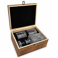 Ensemble de carafe à whisky carrée en cristal avec 2 verres en cristal, coffret cadeau en bois, outil de bar à domicile, gravure laser, entrepôt USA