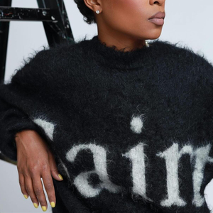 Maglioncino con scollo rotondo in Jacquard con scritta <span class=keywords><strong>firmata</strong></span> maglioncino in Mohair da <span class=keywords><strong>donna</strong></span> - Product Image 3