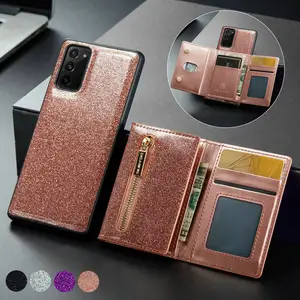 DG.Ming Casing Dompet Bisnis untuk Samsung S21 Ultra S21Plus S21 S20FE Casing Penutup Kulit Lipat Dapat Dilepas Bling Mewah untuk Samsung