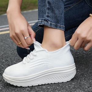 Women's Platform Cushioning <b>Soft</b> Sole Shock Resistant Comfort Breathable Stretch Fabric Upper PU Outsole Sporty <b>Shoes</b> - Product Image 3