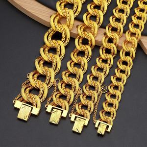 กำไลข้อมือทอง 24K ชุบทองเหลืองทองแดง ดีไซน์ฮิปฮอปแบบ Cuban Link ประดับเพชรซิคอนสุดฮิต ราคาขายส่ง - Product Image 3