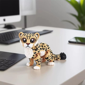 Figurine de guépard souple pour bébé, jouet anti-stress mignon en forme de chat de la jungle pour adolescents et adultes, motif léopard imprimé flexible, cadeau pour petit guépard - Product Image 1