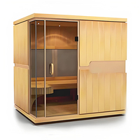 Sauna Inframerah Jauh Spektrum Penuh Cahaya Merah Sauna Uap Portabel dengan Shower untuk Luar dan Dalam Ruangan Sauna Kayu Desain Jerman