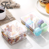 Différentes tailles peuvent ajouter des autocollants Transparent plastique PS boîte à gâteaux durs Biscuits bonbons Sandwich Mousse boîte