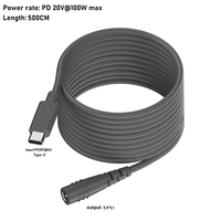 Vente en gros personnalisé 0.5/2/3/5/10 mètres PD 20V 100W USB C à DC 5521 prise femelle câble de charge de remplacement pour Starlink Mini