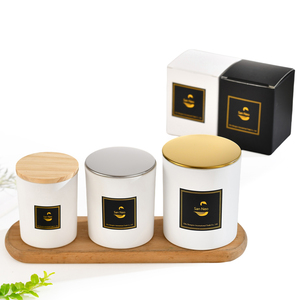 Frasco de Vidrio para Velas de Aromaterapia con Tapa de Bambú, Recipiente Blanco Mate para Velas de Cera de Soja, Fragancia para el Hogar, Venta al por Mayor - Product Image 2
