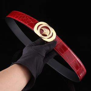 Cuir de crocodile de haute qualité, brillant, de la région du Nil, avec boucle en acier pour homme, tête d'aigle incrustée de diamants, fabrication artisanale pure. - Product Image 2