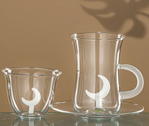 사용자 정의 손으로 날려 붕규산염 3D 문 디자인 유리 찻잔 세트 플레이트와 창조적 인 멋진 유리 커피 컵 - Product Image 1