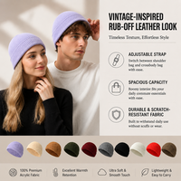 Casquette unisexe en tricot côtelé lavande, résistante au vent, 100 % acrylique, pour une sensation douce, usage quotidien décontracté et extérieur – Grande Vente