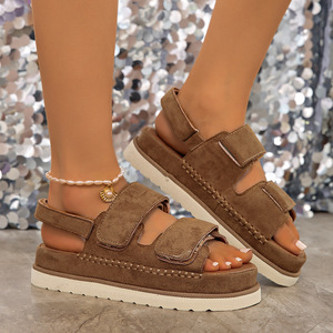 Women Summer New Large <b>Magic</b> <b>Tape</b> Thick-Soled Platform Beach Sandals Casual Open-Toe Roman Sandals - Product Image 1