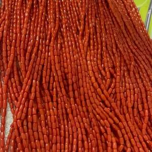 100% Natural Real Vermelho Italiano Coral Arroz Beads Forma em Atacado Strand Super Fine Quality coral A Granel Produto Handmade