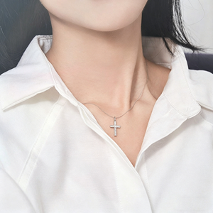 SGARIT custom Jewelry Minimalist Diamond Cross Pendant 18k gold lab grown diamond Necklace VS D IGI certificate for <b>gift</b> party - Product Image 3