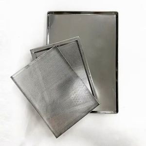 ถาดสแตนเลส 304 แบบมีรูสำหรับอบพิซซ่า ขนมปังแผ่น โฟคาเชีย ใช้กับเตาอบลมร้อน เตาอบเด็ค สำหรับร้านอาหาร - Product Image 2