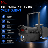 Projecteur LED Leko Fresnel 200W lumière du jour, lentille 175mm, CRI95, DMX512, mise au point manuelle pour théâtre, studio, église, conférence, événement, OEM