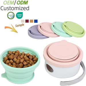 Custom Eco friendly Pet silicone da viaggio ciotola pieghevole alimentazione cibo cane gatto ABS + silicone pieghevole cane ciotola da viaggio - Product Image 1