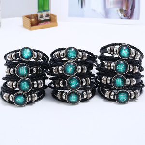 Artículos Populares: Pulsera de Cuero Trenzado Personalizada con los 12 Signos del Zodiaco, Hecha a Mano con Diamantes y Perlas de Aleación, para Regalos - Product Image 5