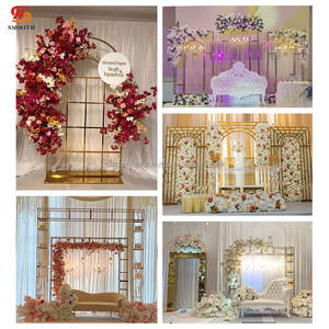SMOOTH HY Suministros de decoración de boda Arco de rayas en forma de corazón Arco de flores Fondo Paredes Soporte de arco dorado - Product Image 4