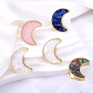 Moon Shape Brass Furniture Handles Kitchen <strong>Cabinet</strong> Dresser Pull <strong>Knobs</strong> Bathroom Living Room Hardware Handle - Product Image 1