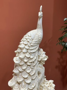 Estatua de Pavo Real Tallada a Mano en Mármol Blanco <span class=keywords><strong>para</strong></span> Decoración de Jardín y Parque al Aire Libre - Product Image 5