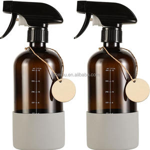 ขวดสเปรย์แก้วสีเหลืองอำพันทรงกลมใสขนาด250มล. 500มล. พร้อมปั๊มและปลอกซิลิโคนสำหรับครีมดูแลผิว - Product Image 6