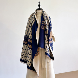 2025 desainer mewah rantai penunggang kuda Jacquard Pashmina syal selendang selendang musim dingin kasmir wanita syal pola kuda - Product Image 2