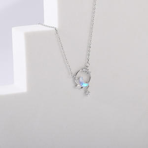 Collar de <span class=keywords><strong>Luna</strong></span> Brillante, Collar Islámico con Diseño de Camino de <span class=keywords><strong>Luna</strong></span> y Vía Láctea, Collar Minimalista Delicado con Circonitas Brillantes - Product Image 6