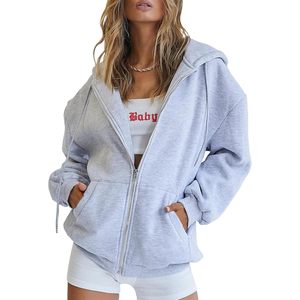 Sudaderas con capucha y cremallera de gran tamaño personalizadas 2025 para mujer, chaquetas informales de moda escolar para Otoño/Invierno, Reina de la moda, - Product Image 3