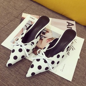 Elegantes Sandalias de Verano para Mujer con Diseño de Lazo de Satén, Punta Puntiaguda, Tacón Bajo y Fino, para Exteriores, Modernas y Elegantes - Product Image 4
