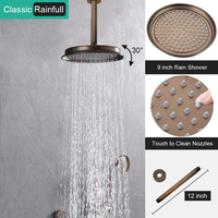 Système de douche de salle de bain de 9 pouces monté au plafond de luxe ensembles de douche de pluie en laiton noir dissimulés ensemble de robinet de douche en Bronze antique
