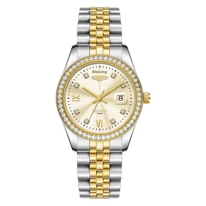 Orologio al Quarzo di <span class=keywords><strong>Lusso</strong></span> alla Moda per <span class=keywords><strong>Donna</strong></span> con Diamanti, Quadrante con Calendario, 31mm, Cinturino in Lega Bicolore, Resistente all'Acqua 30M - Product Image 5