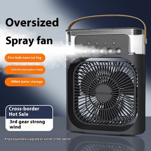 Petit ventilateur électrique à cinq trous pour bureau, dortoir d'étudiant, 5V, vent puissant avec lumière et fonction d'humidification pour usage domestique - Product Image 4